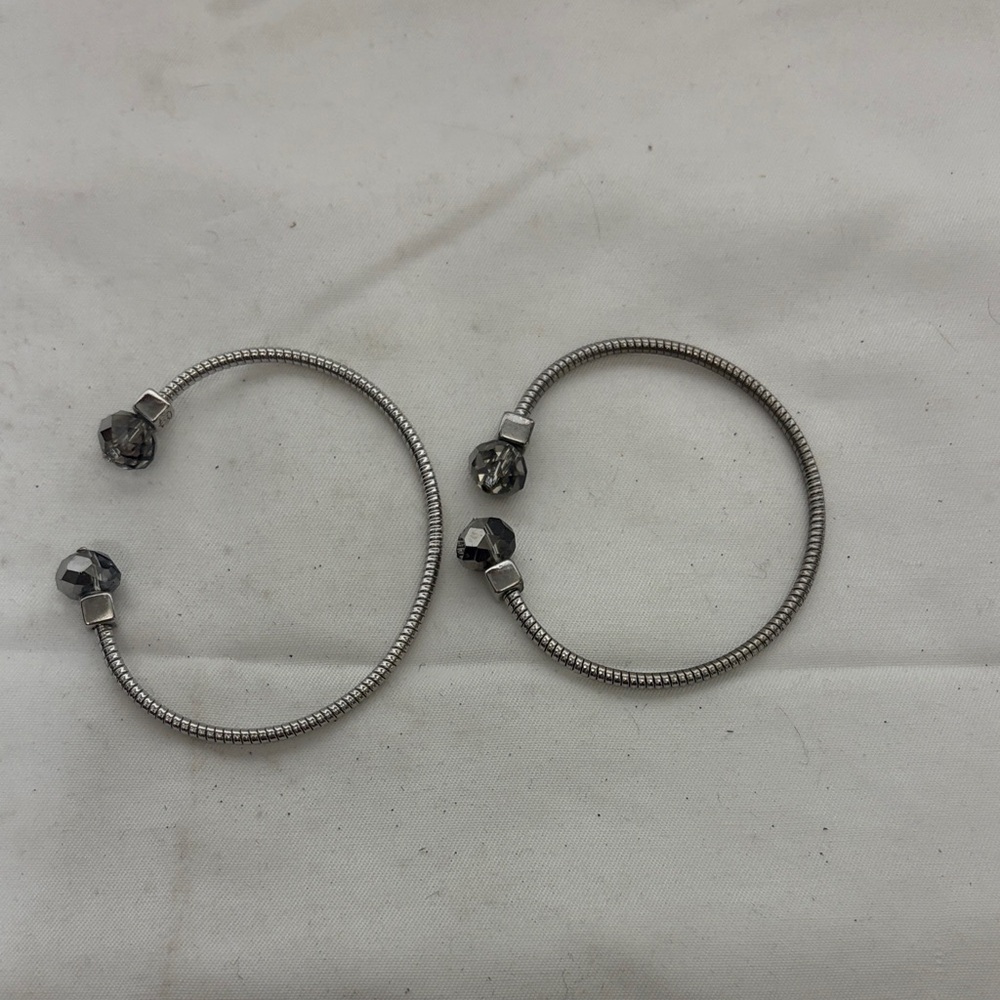 Premier Designs Retired Silver Bracelets with Dark Crystal Beads
